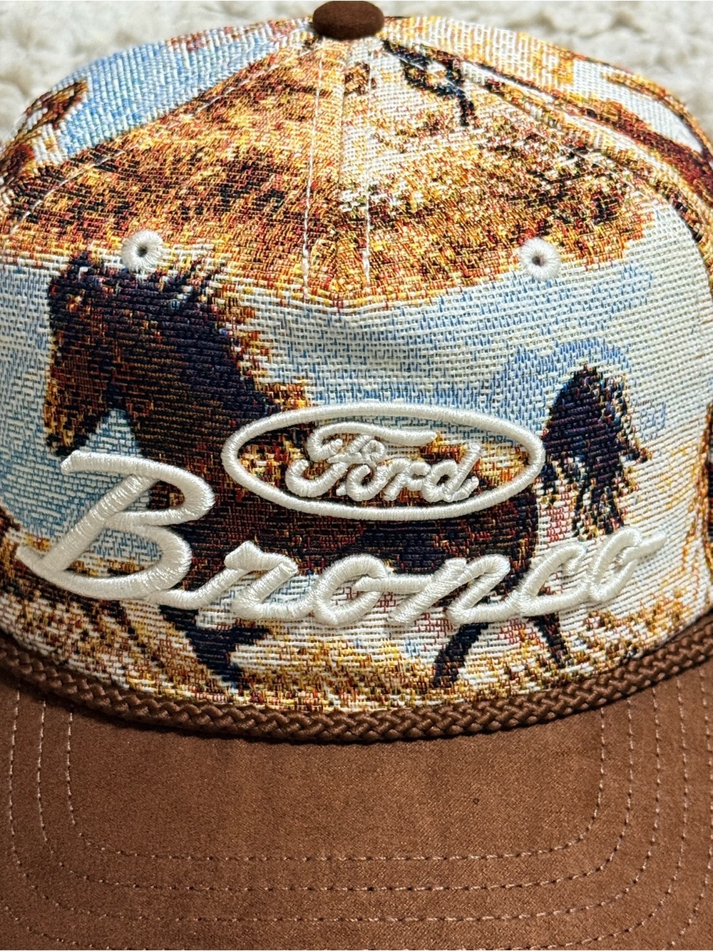 New Unisex Ford Licensed Bronco Tapestry Horse Snapback Hat - Picture 4 of 5